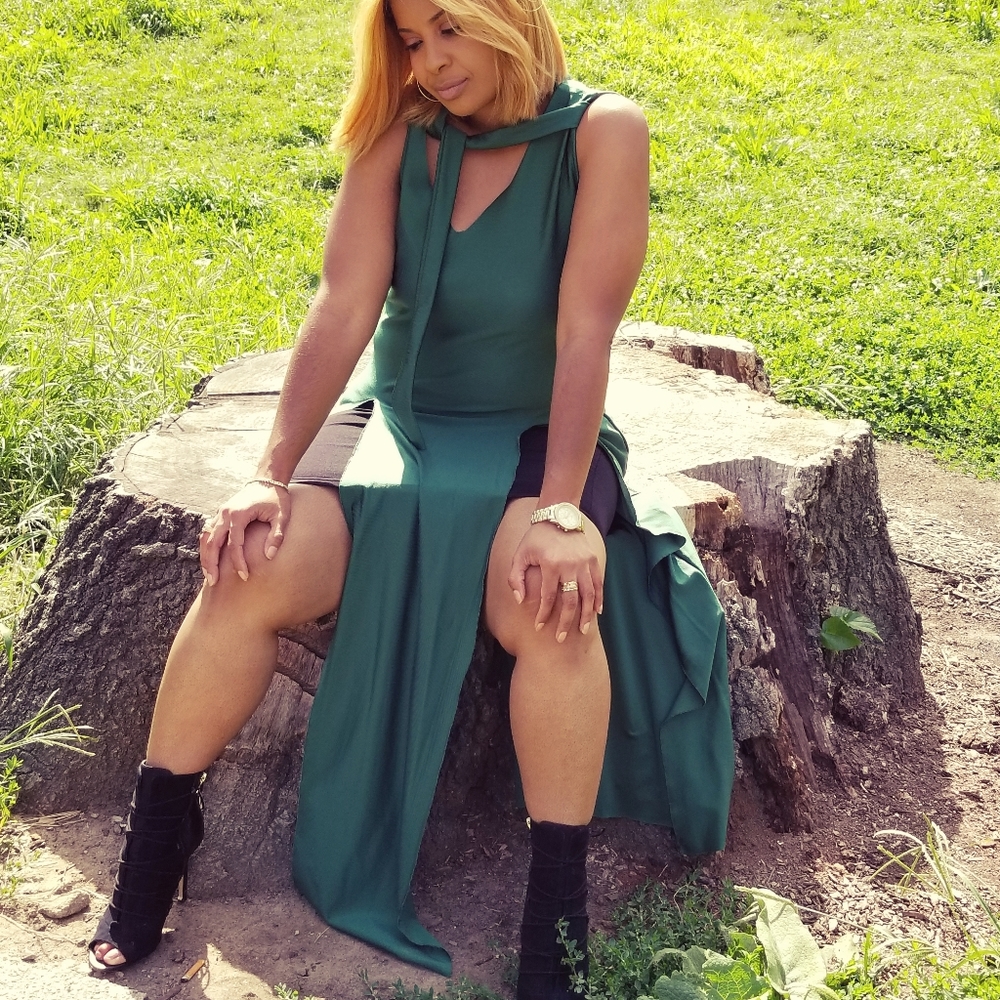 Green Split dress